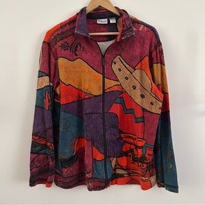 Women’s Chico's Multicolor Southwestern Zip-up Jacket Size 2 / Large